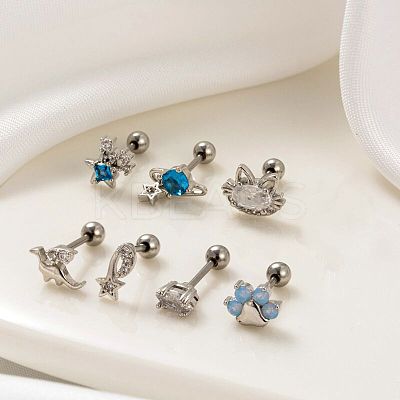 316L Stainless Steel Cubic Zirconia Cartilage Earrings for Women WGF6ABA-02-1