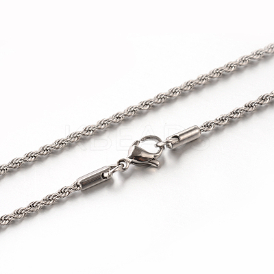 Tarnish Resistant 304 Stainless Steel Rope Chain Necklaces STAS-M174-008P-B-1