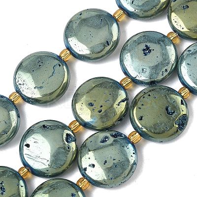 Electroplated Natural Druzy Geode Crystal Beads Strands G-G459-04H-1