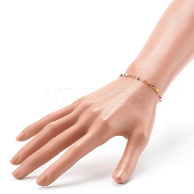 304 Stainless Steel Enamel Link Chains Bracelets BJEW-JB06336-1