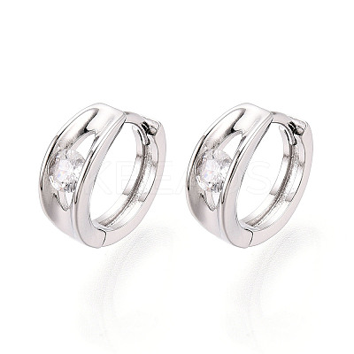 Brass Micro Pave Clear Cubic Zirconia Hoop Earrings EJEW-T048-46P-1