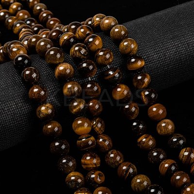 Natural Grade AB Tiger Eye Round Beads Strands X-G-O047-02-10mm-1