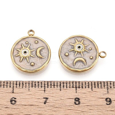 304 Stainless Steel and Enamel Pendants STAS-T068-79B-1