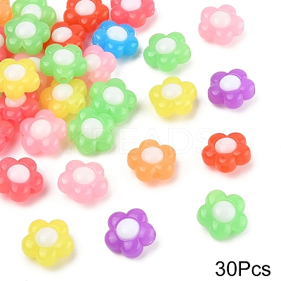 30Pcs Two Tone Opaque Acrylic Beads SACR-YW0001-83-1