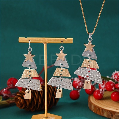 Christmas Tree Alloy Pendant Necklaces & Dangle Earrings Sets WG3F9DA-03-1