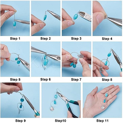 DIY Sea Aniaml Synthetic Turquoise  Alloy Earrings/Bracelets Making Kits DIY-AR0004-12-1