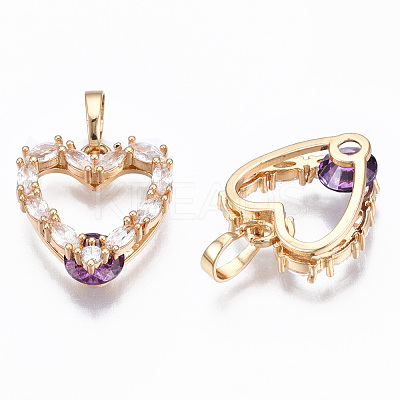 Brass Micro Cubic Zirconia Pendants KK-N235-026D-1