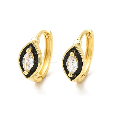 Enamel Horse Eye Hoop Earrings with Clear Cubic Zirconia EJEW-E270-05G-1