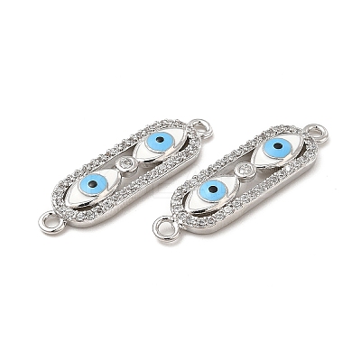 Brass Micro Pave Clear Cubic Zirconia Connector Charms with Enamel KK-E068-VB397-1-1