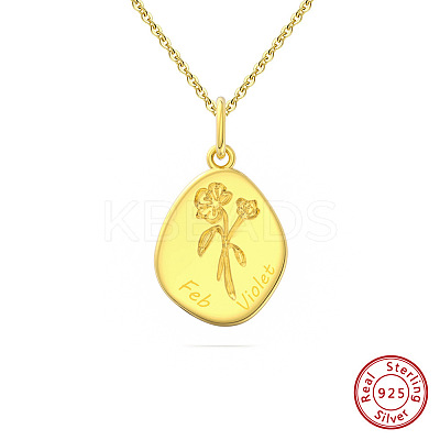 Birth Flower Style 925 Sterling Silver Pendant Necklaces STER-M116-05E-G-1