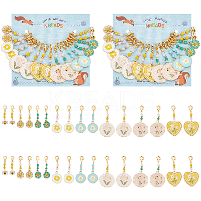 Flower & Bee Pendant Stitch Markers HJEW-AB00355-1