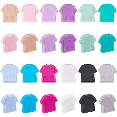 24Pcs 12 Colors Food Grade Eco-Friendly Silicone Focal Beads SIL-CA0001-20-1