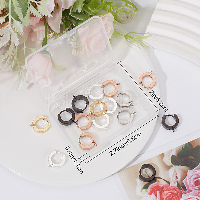 20Pcs 5 Style Stainless Steel Huggie Hoop Earrings Findings STAS-SC0004-51-1