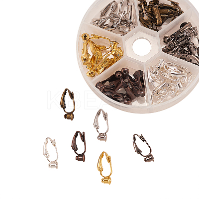 48Pcs 6 Colors Brass Clip-on Earring Converters Findings KK-CJ0001-61-1
