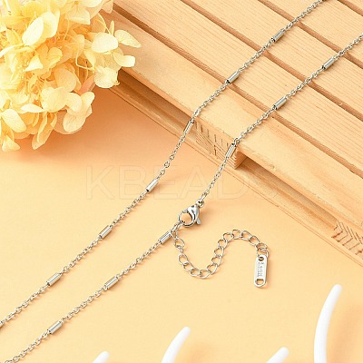 304 Stainless Steel Column Link Chain Necklace for Men Women NJEW-YW0001-15-1