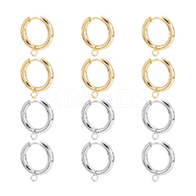 12Pcs 2 Colors 201 Stainless Steel Huggie Hoop Earring Findings STAS-DC0015-45-1
