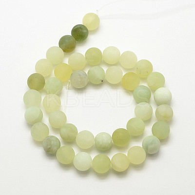 Natural New Jade Stone Frosted Round Bead Strands G-O039-06-6mm-1