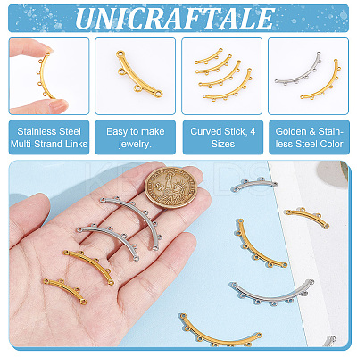 16Pcs 8 Styles Boho Style 304 Stainless Steel Multi-Strand Links STAS-UN0057-78-1