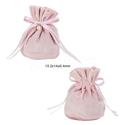 Velvet Jewelry Bags with Drawstring & Plastic Imitation Pearl TP-CJC0001-03C-1