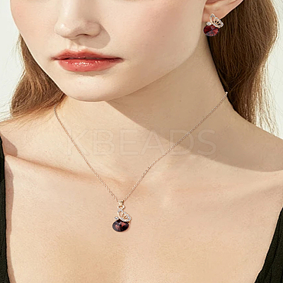 Alloy Pave Cubic Zirconia Pendant Necklace & Stud Earring Sets SJEW-LP0001-54-1