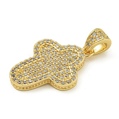 Rack Plating Brass Micro Pave Clear Cubic Zirconia Pendants KK-Z067-03G-02-1