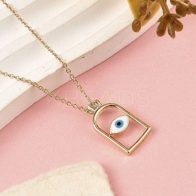 Arch with Evil Eye Brass Enamel Pendant Necklaces NJEW-H051-02G-1