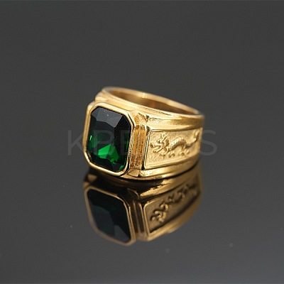 304 Stainless Steel with Cubic Zirconia Dragon Pattern Finger Rings for Men FS-WGD623F-03-1