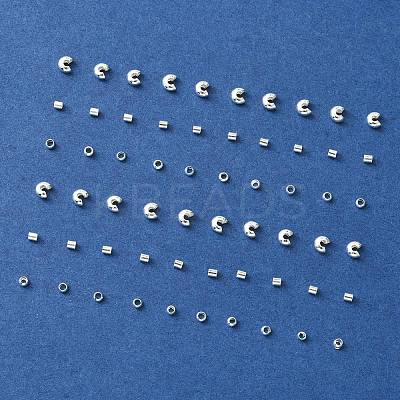 300Pcs 3 Style Iron & Brass Crimp Beads Covers KK-YW0002-16-1
