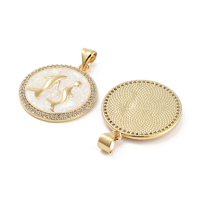 Brass Micro Pave Clear Cubic Zirconia Pendants KK-L213-010G-03-1