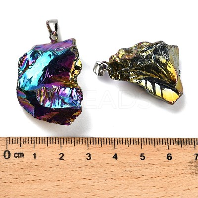 Electroplated Raw Natural Quartz Crystal Pendants G-Q481-20P-03-1