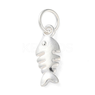 925 Sterling Silver Fish Charms with Jump Rings STER-E071-01S-07-1