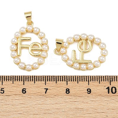 Brass & ABS Imitation Pearl Pendants KK-S526-19G-A-1