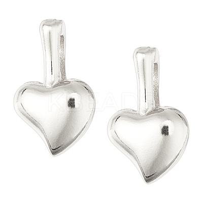 2Pcs Rhodium Plated 925 Sterling Silver Heart Charms STER-HS0001-06P-1