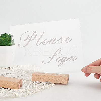 4Pcs 2 Styles Rectangle Beechwood Name Card Holder ODIS-OC0001-39-1