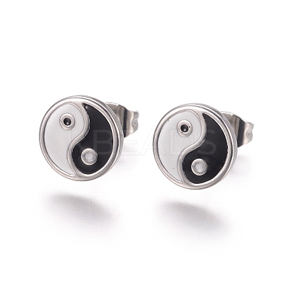 Feng Shui 304 Stainless Steel Stud Earrings EJEW-I235-16-1