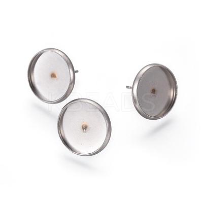 Tarnish Resistant 304 Stainless Steel Stud Earring Settings STAS-L182-18-1
