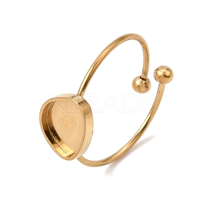 Triangle 304 Stainless Steel Open Cuff Bangle Makings with Bezel Tray SA-CBABF3F-04G-03-1