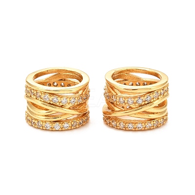 Brass Micro Pave Clear Cubic Zirconia European Beads ZIRC-P086-35G-1