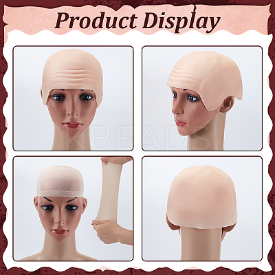 Latex Monk Cosplay Headgear Prop Adult Bald Cap for Halloween Party AJEW-WH0609-389-1