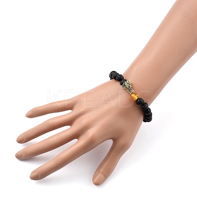 Men's Natural Lava Rock Stretch Beaded Bracelets BJEW-JB05429-02-1