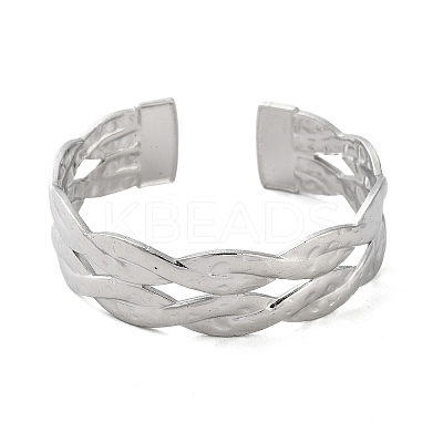 Non-Tarnish 304 Stainless Steel Braided Open Cuff Bangles BJEW-M316-04P-1