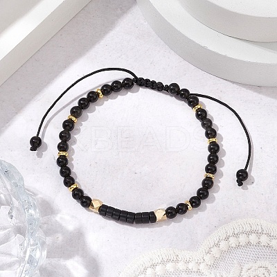 Natural Obsidian Braided Bead Bracelets BJEW-JB11241-05-1