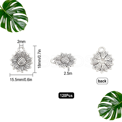 120Pcs Tibetan Style Alloy Pendants TIBEP-SC0002-07-1