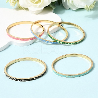 304 Stainless Steel Enamel  Bangles BJEW-D408-36G-1