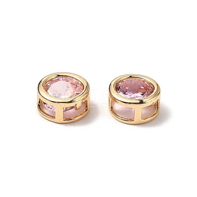 Brass Micro Pave Cubic Zirconia Beads KK-A259-12G-07-1