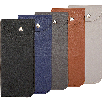 5Pcs 5 Colors Rectangle PU Leather Eyelasses Case AJEW-CN0005-39-1