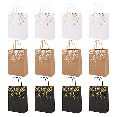 12Pcs 3 Colors Gold Stamping Paper Gift Bags CARB-TA0001-02-1