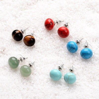Natural & Synthetic Mixed Stone Stud Earrings G-F267-09-1