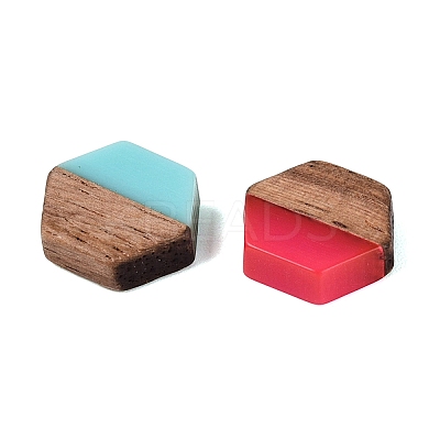 Opaque & Transparent Resin & Walnut Wood Cabochons RESI-N053-38-1