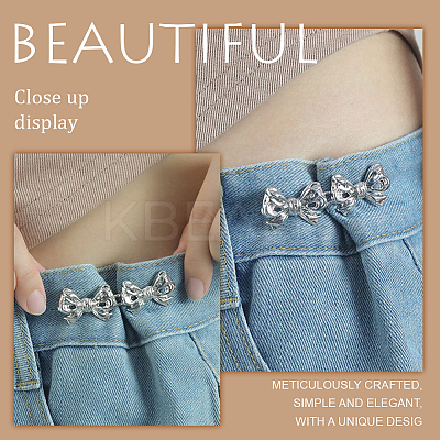8 Sets 4 Colors Bowknot Shape Alloy Adjustable Jean Button Pins FIND-AN0001-47-1